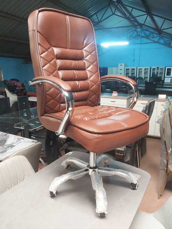 Brown leather executive office chair