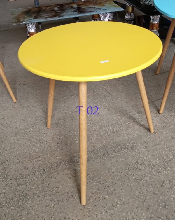 Small round table with a yellow top