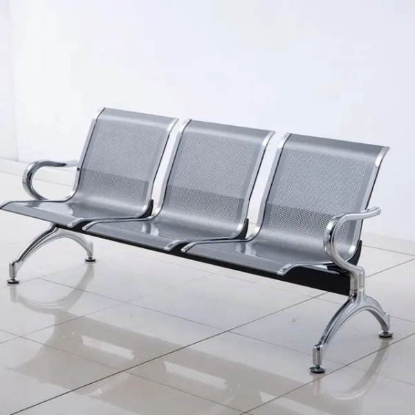 Unpadded Durable 3 Seater Waiting Chair