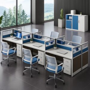 ALPHA BS98 6-Way Workstation Desk (Blue)