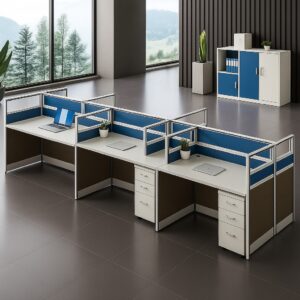 ALPHA BS98 6-Way Workstation Desk (Blue)
