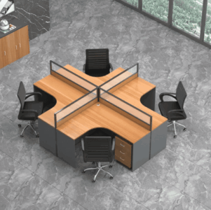 ALPHA TS98 4-Way Workstation Desk (Brown)