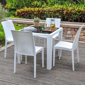 CELINE Outdoor Table + 4 Chairs (White)