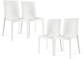 CELINE Outdoor Table + 4 Chairs (White)