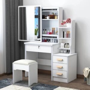 FDT1503 Vanity Table + Chair (White)