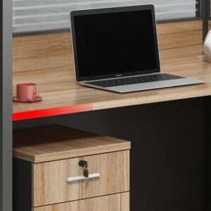 ALPHA BS98 4-Way Workstation Desk (Brown)
